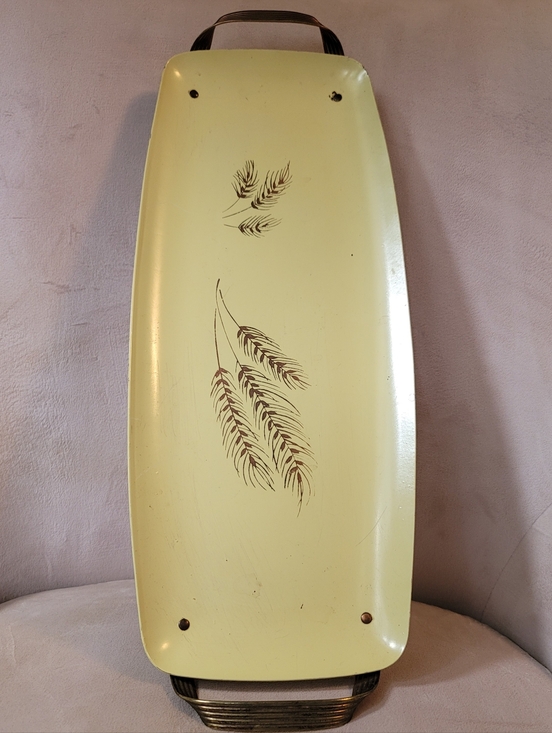 MCM Other - MCM  Yellow Metal Bread Serving Tray with Wheat Motif.